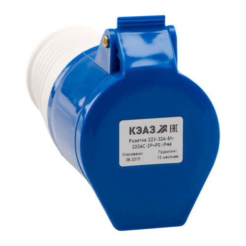 Розетка кабельная 213-16А-6h-220AC-2P+PE-IP44, 222744