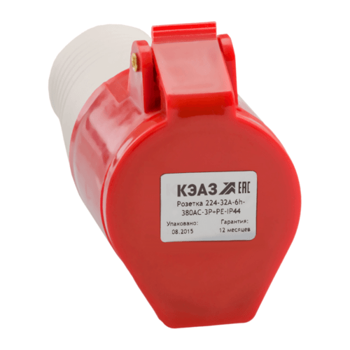 Розетка кабельная 214-16А-6h-380AC-3P+PE-IP44, 222750