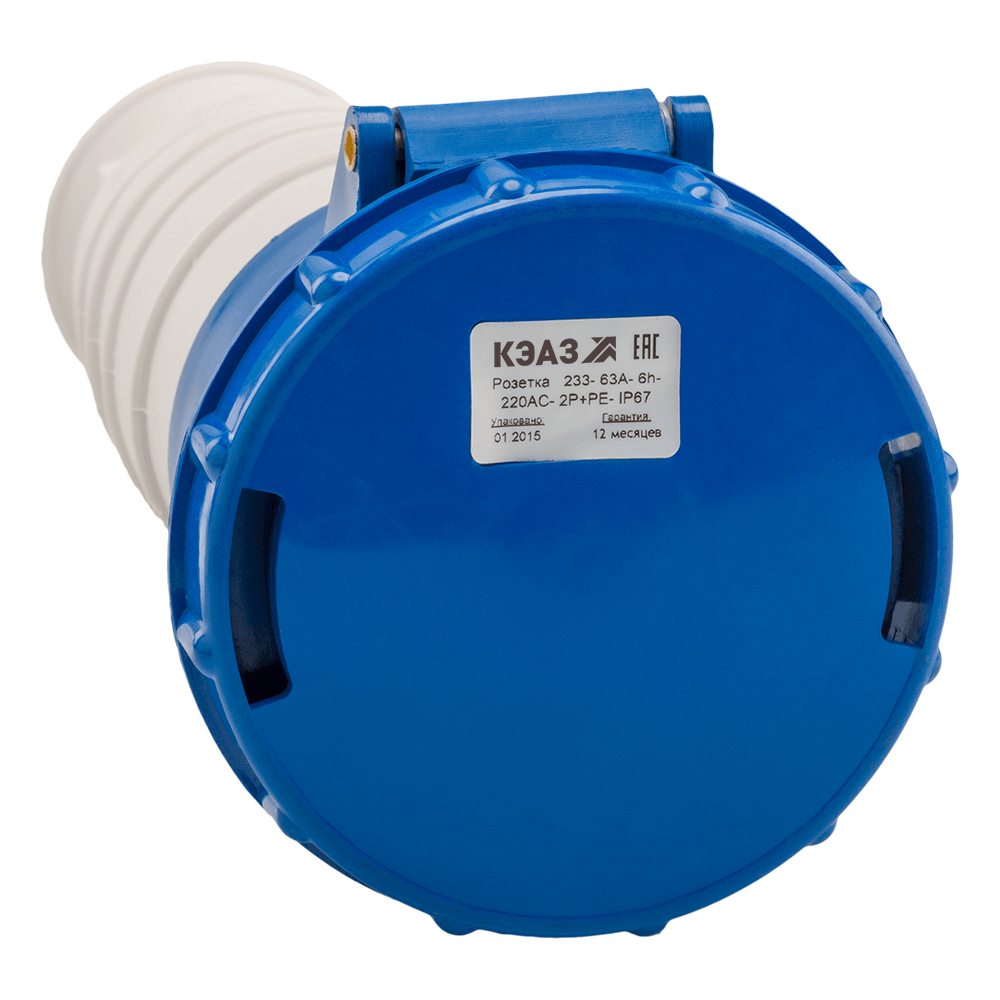 Розетка кабельная 233-63А-6h-220AC-2P+PE-IP67, 222762 Розетка кабельная 233-63А-6h-220AC-2P+PE-IP67, 222762