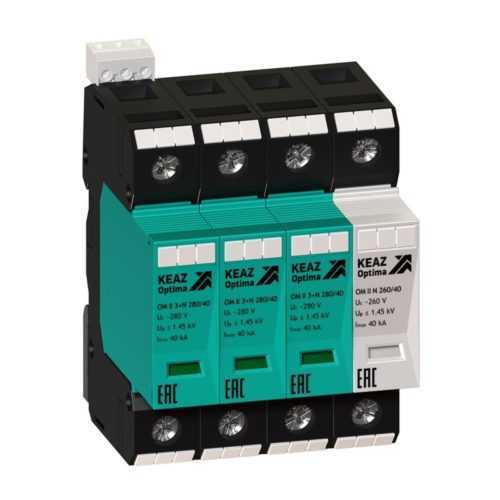 Ограничитель импульсных перенапряжений (УЗИП) OptiDin OM-II-3+N-280/40, 114311