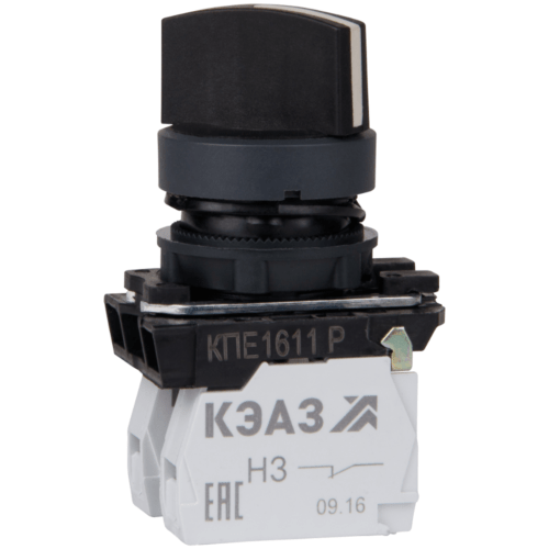 Переключатель КПЕ1611Р-черный-1но+1нз-ручка-фикс-2поз-IP65-КЭАЗ, 248268